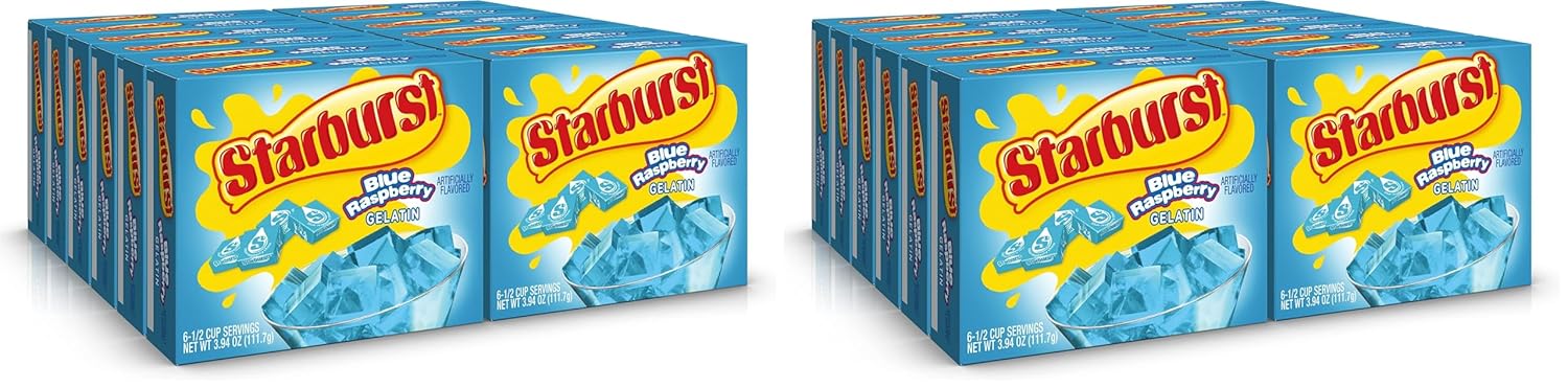 Starburst Gelatin Blue Raspberry Pack of 24 for Juicy Fun