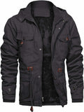Men's Thick Cotton Winter Jacket with Fleece Lining - Warm Hood