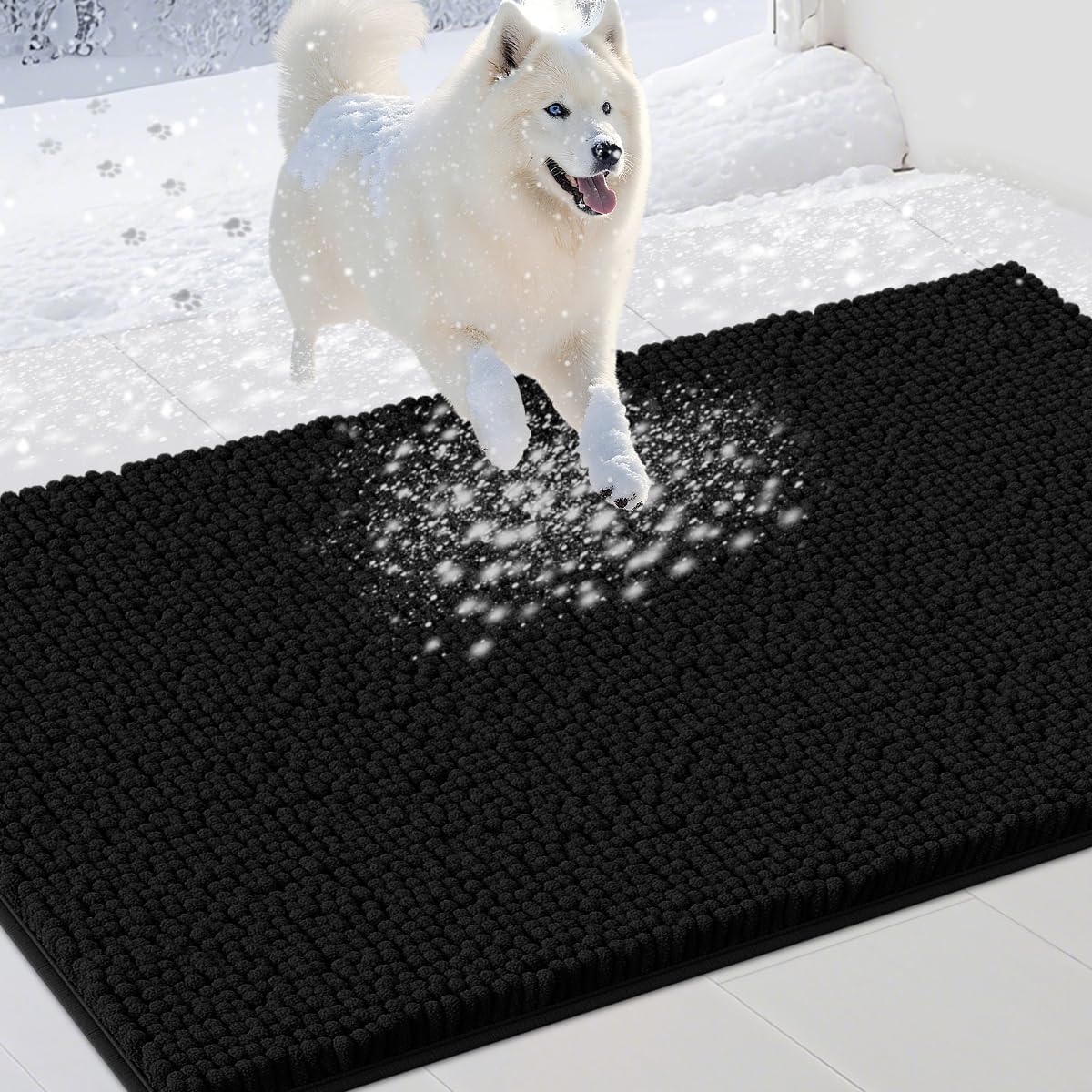 Dog Door Mats for Muddy Paws - Chenille Absorbent Mat