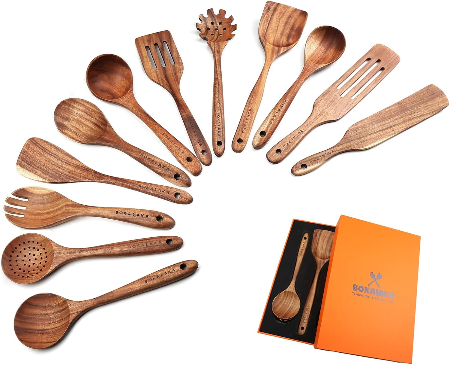 Wooden Spoons for Cooking - 12 Pack Utensils for Every Need