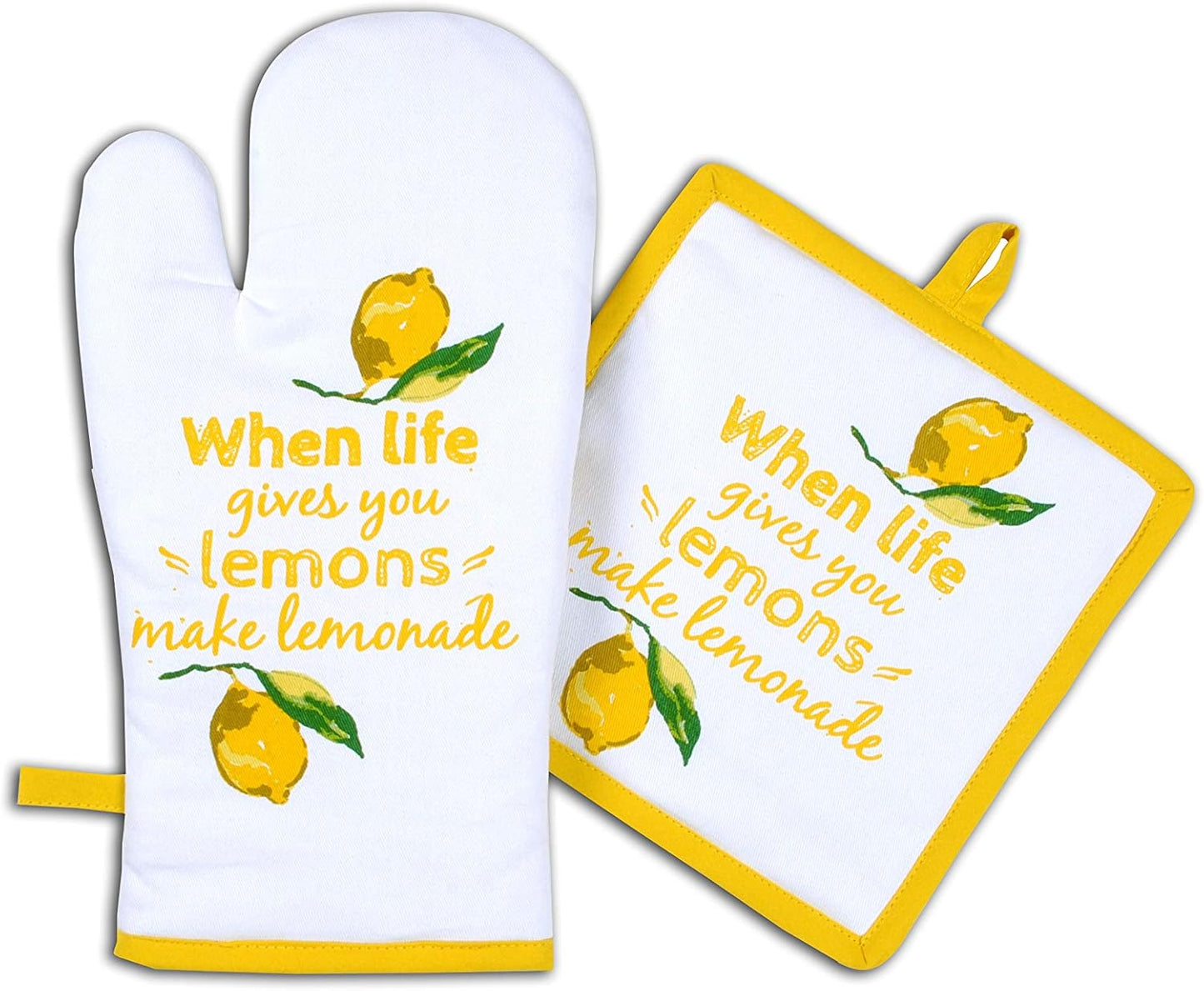 Non-Slip Heat Resistant Citrus Oven Mitt Set