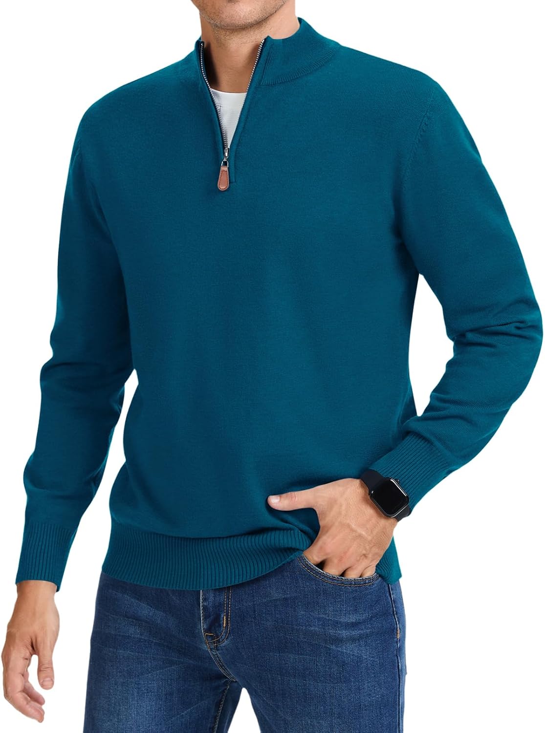 iWoo Men's Quarter Zip Sweater for Business Casual Style