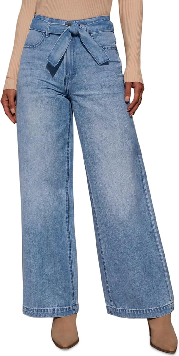 Wide Leg Jeans for Women - High Waisted Baggy Denim Pants