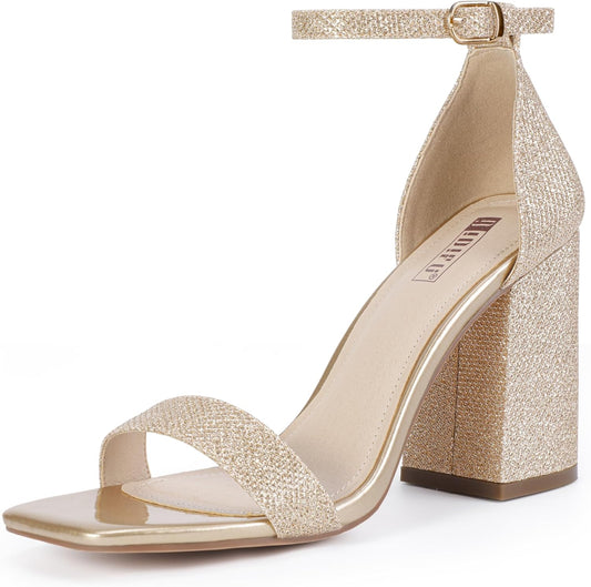 IDIFU Chunky Block Heels for Wedding Party Dress Sandals