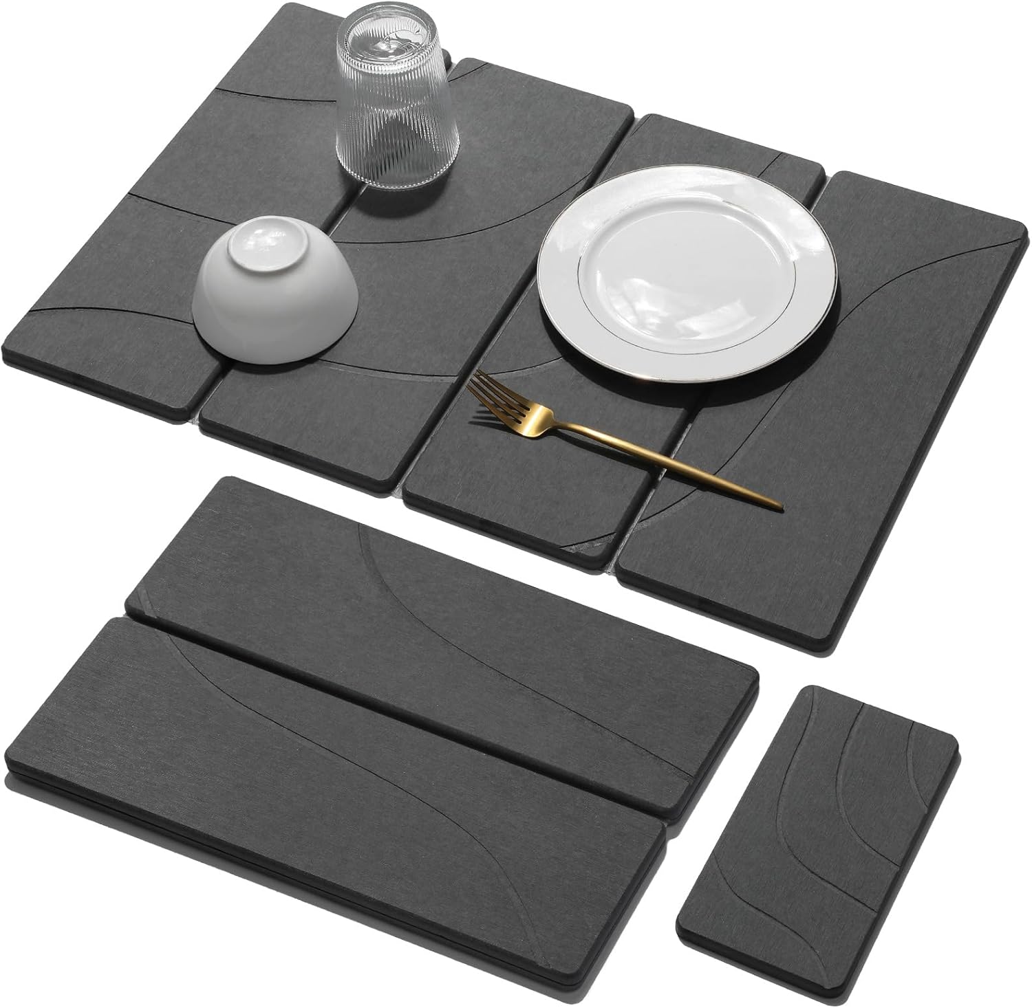Large Stone Dish Drying Mat Set for Quick Drying Kitchen Use