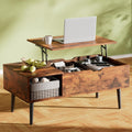 Wood Lift Top Coffee Table with Hidden Compartment - Multiuse Lift