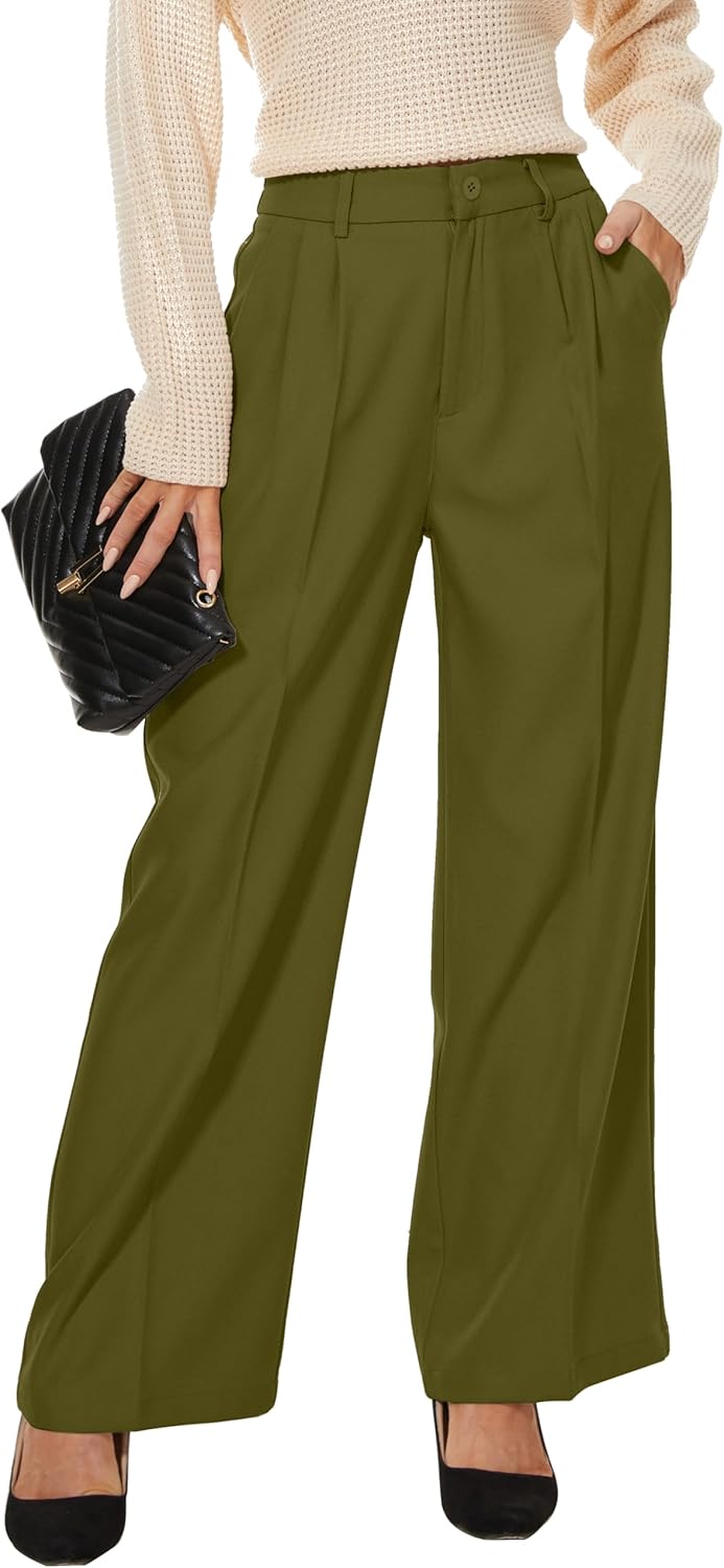 Women Office Wide High Waist Pants for Work and Casual Wear