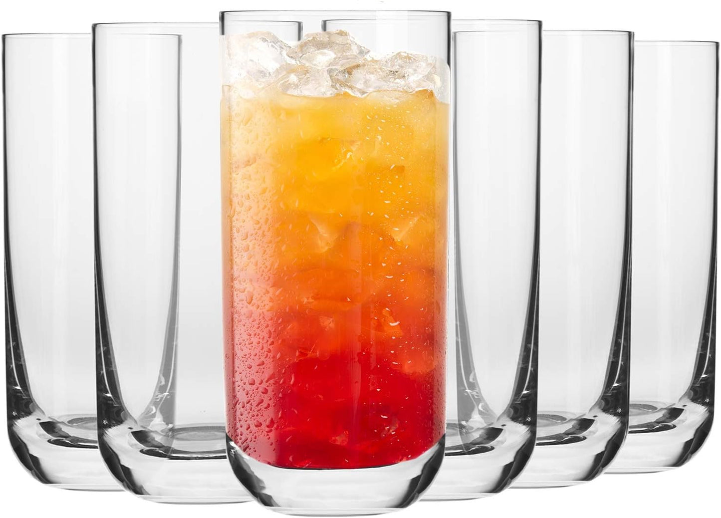 Set of 6 Krosno 12.1 oz Tall Drinking Glasses, Lead-Free Crystal, Glamour Collection