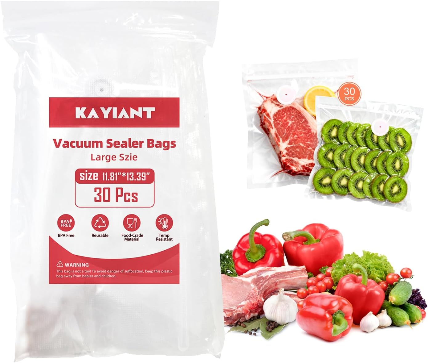 Vacuum Sealer Bags Extra Large 12x13 Inch for Food Storage