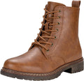 Womens Combat Ankle Boots with Side Zipper - Classic Lace Up Fit