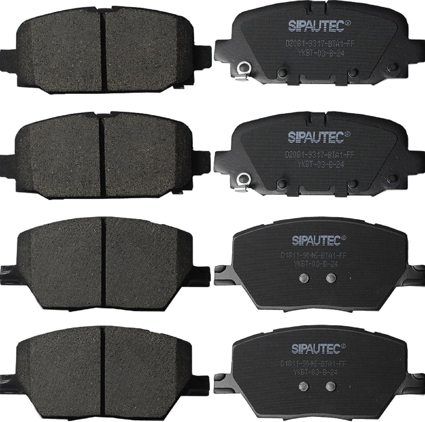 SIPAUTEC Front Rear Ceramic Brake Pads for Jeep Compass 2018-2022