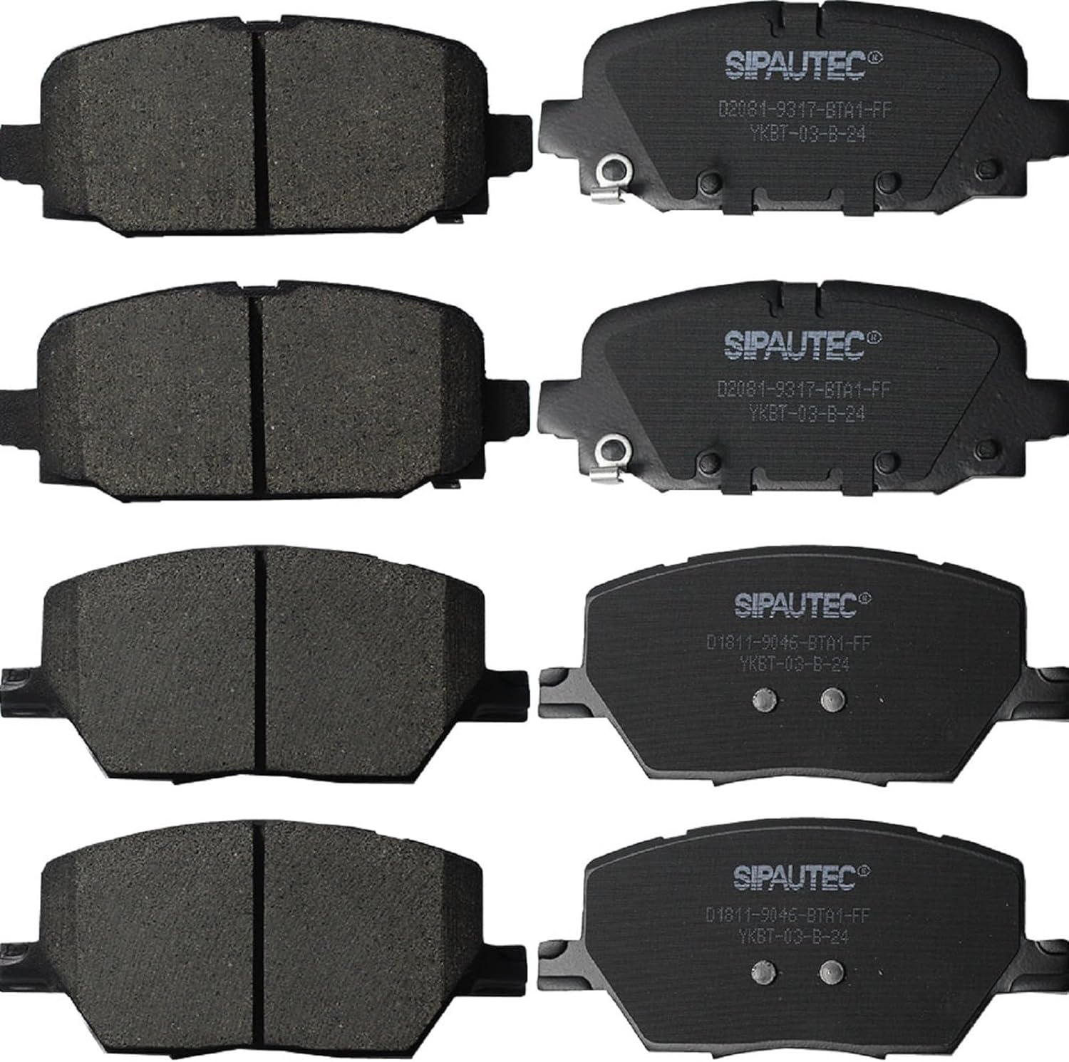 SIPAUTEC Front Rear Ceramic Brake Pads for Jeep Compass 2018-2022
