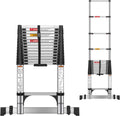 16.5 FT Stainless Steel Telescoping Ladder - One-Button Retraction