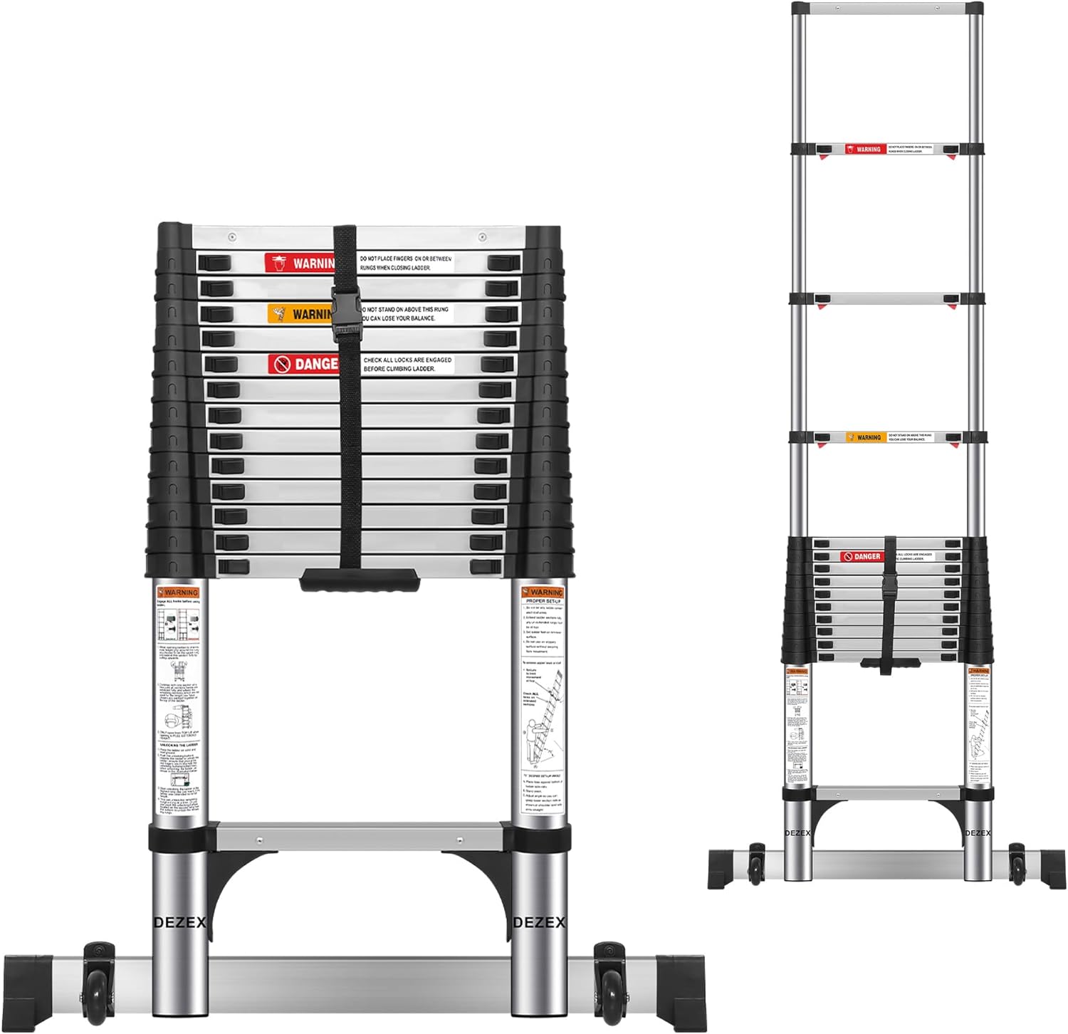 16.5 FT Stainless Steel Telescoping Ladder for Home Use