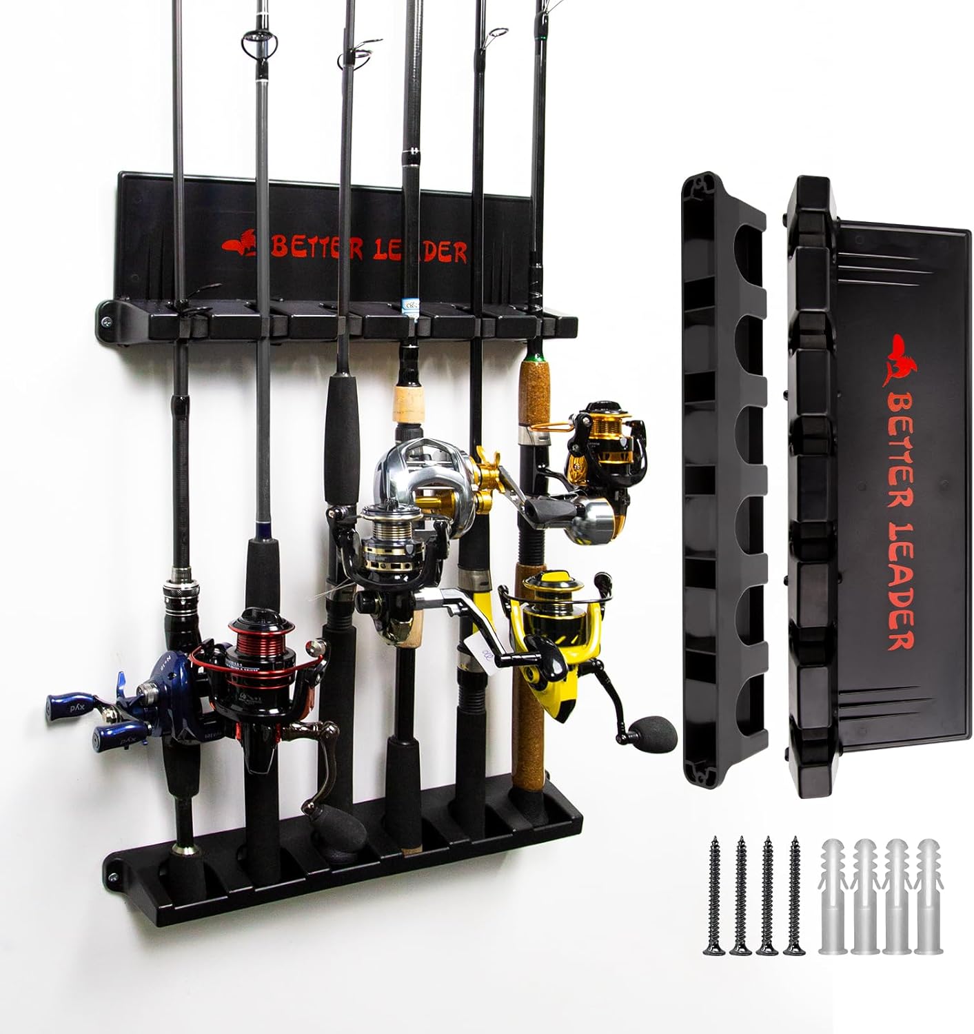 BETTER LEADER 2 Pack Vertical Rod Holder - Organize 12 Rods Easily!