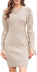 Dyexces Womens Sweater Dress Long Sleeve Crewneck - Slim Fit Knit