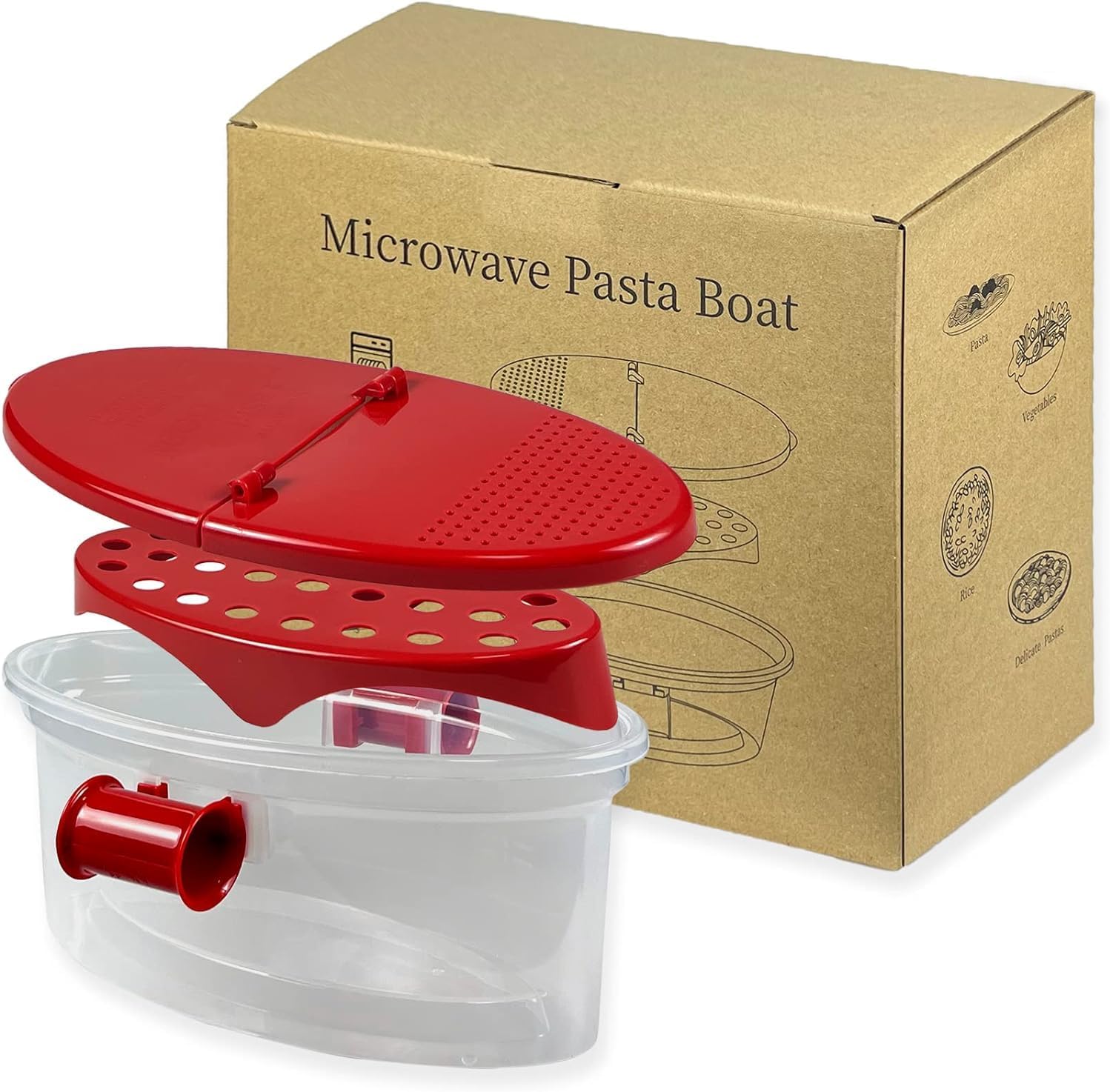 Magicaleast Microwave Pasta Boat - Cook Rice, Veggies, Chicken!