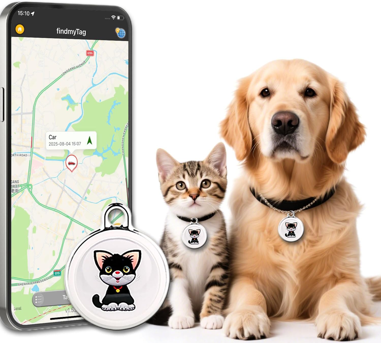GPS Tracker for Dogs Cats Mini Real-Time Waterproof Locator
