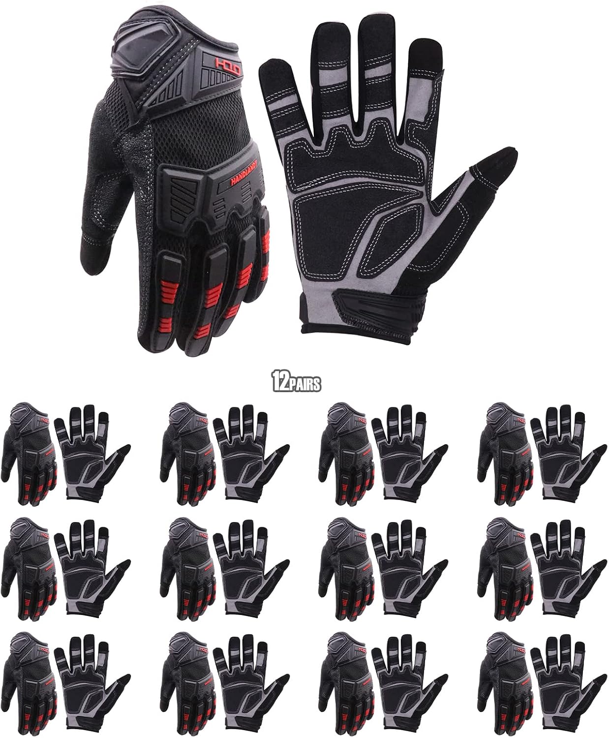 HANDLANDY Mens Work Gloves with Touch Screen and Padded Knuckles