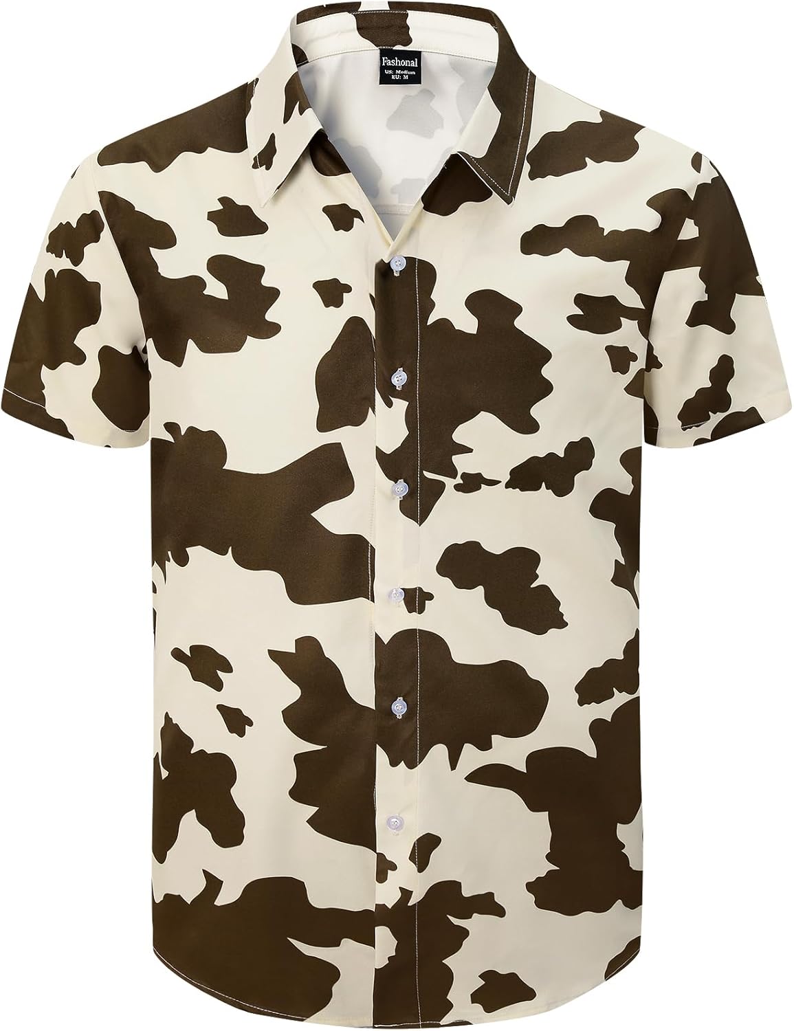 Men's Cow Print Button Down Hawaiian Shirt for Summer Fun