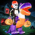 Skeleton Knight Riding Dinosaur Halloween Inflatable - 6FT Yard Decor