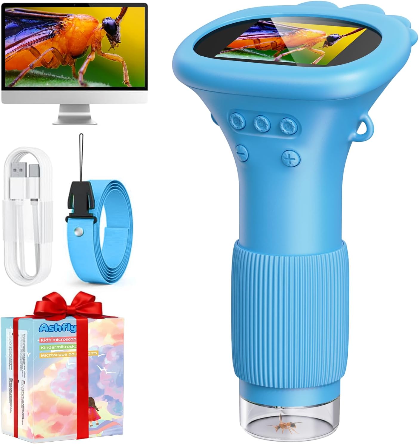 Kids Microscope with 2 Inch Screen for Young Explorers Ages 3-12
