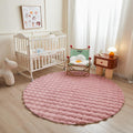 Pink Round Rabbit Plush Rug for Bedroom & Living Room Decor