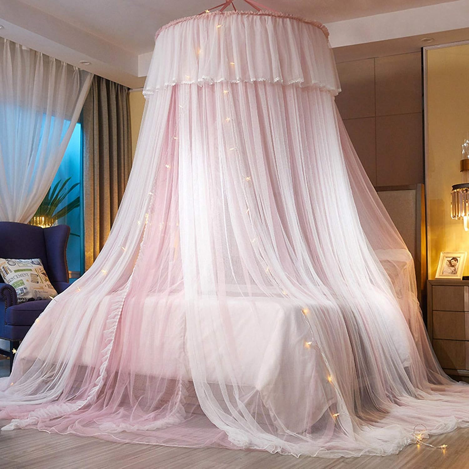 VETHIN Bed Canopy Princess for Girls - Dreamy Mosquito Net Tent