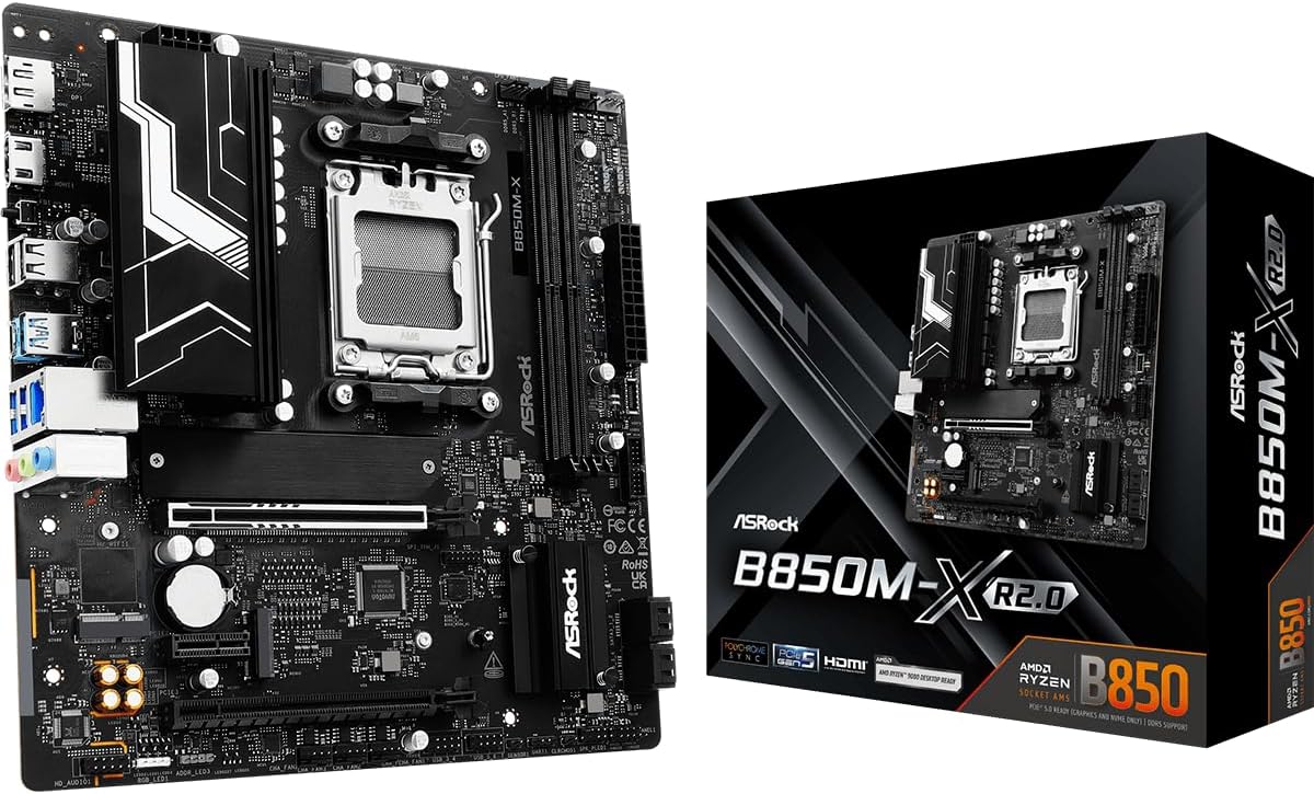 ASRock B850M-X R2.0 Micro-ATX AM5 Motherboard for Ryzen CPUs