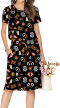 Simier Fariry Womens Hide Belly Knee Length Travel Dress - Flattering