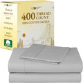 California Design Den 400TC Cotton Twin Sheets Set - Light Grey