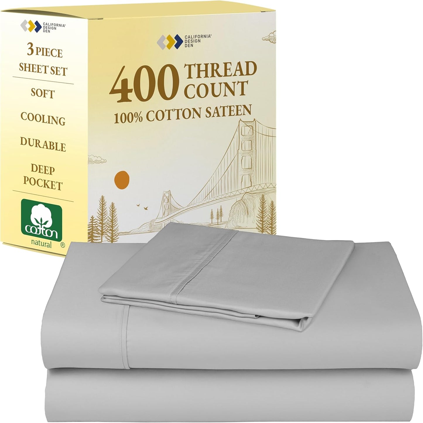 California Design Den Twin Sheets Set - 100% Cotton Luxury Bedding