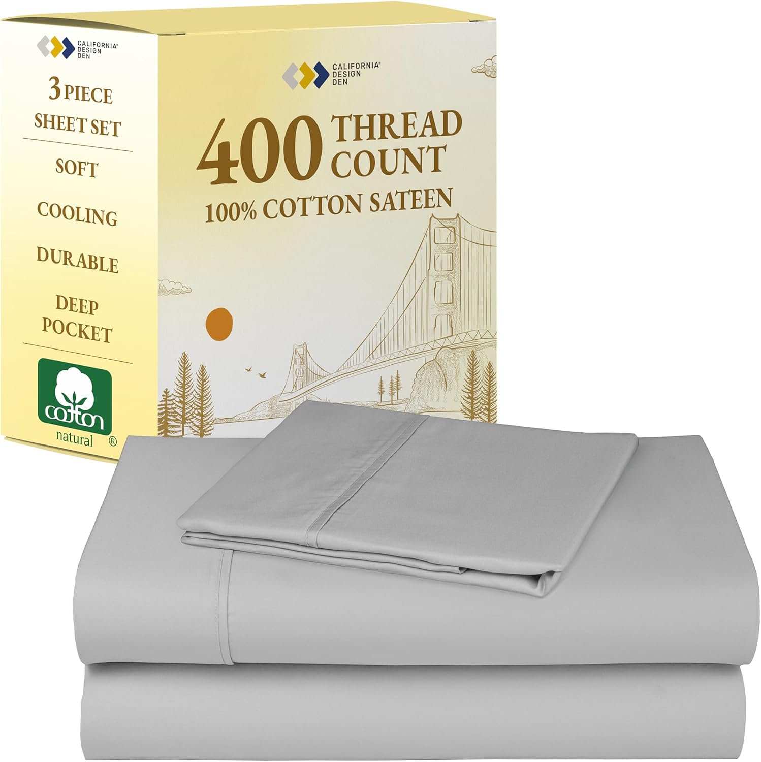 California Design Den Twin Sheets Set - 100% Cotton Luxury Bedding