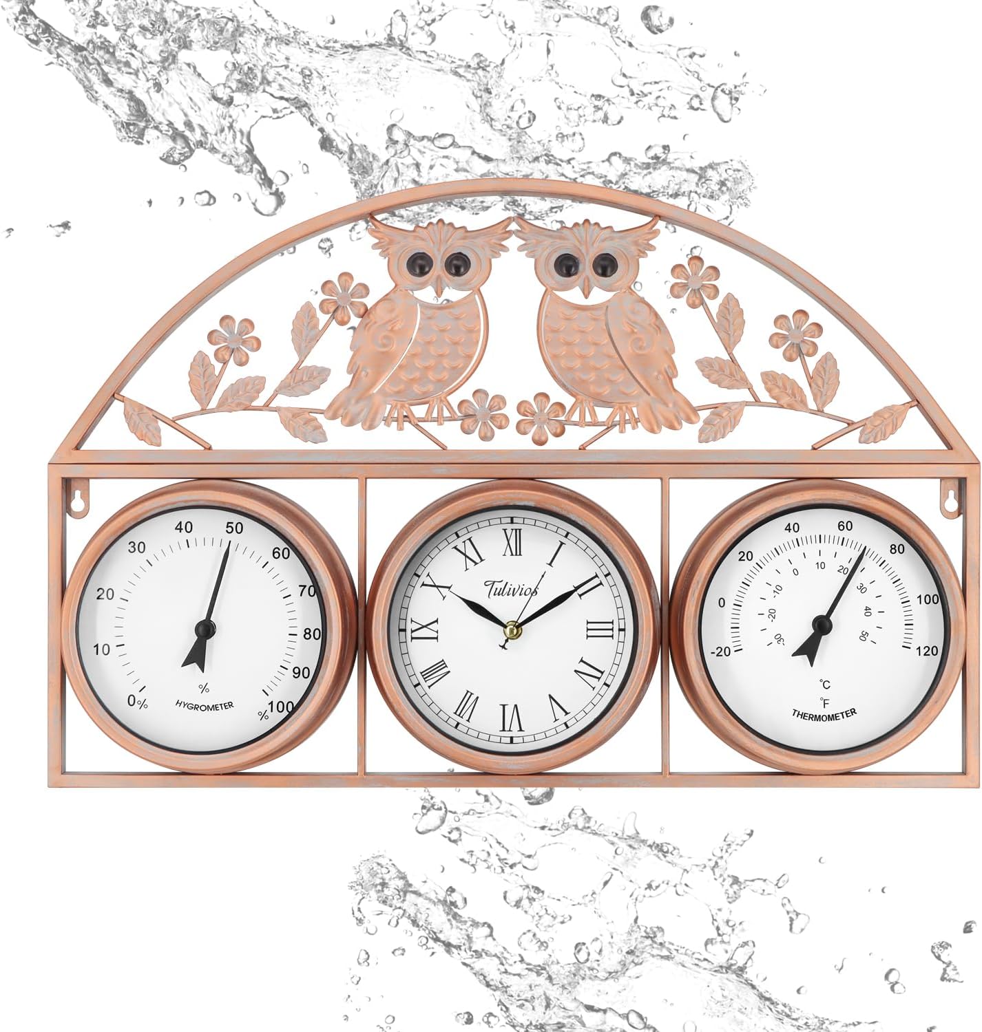 26Inch Large Outdoor Clock with Thermometer and Hygrometer Combo