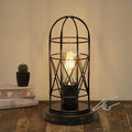 Industrial Table Lamp Small Touch Lamp with Rustic Cage - Compact