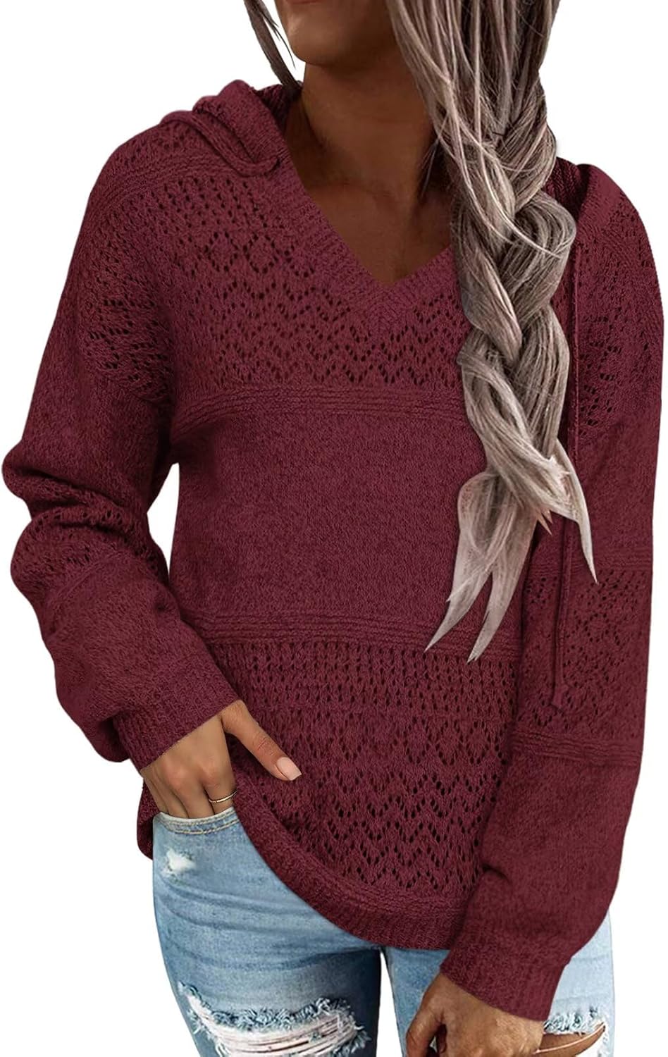 FEKOAFE Women's Striped Color Block Hoodies for Fall Fashion