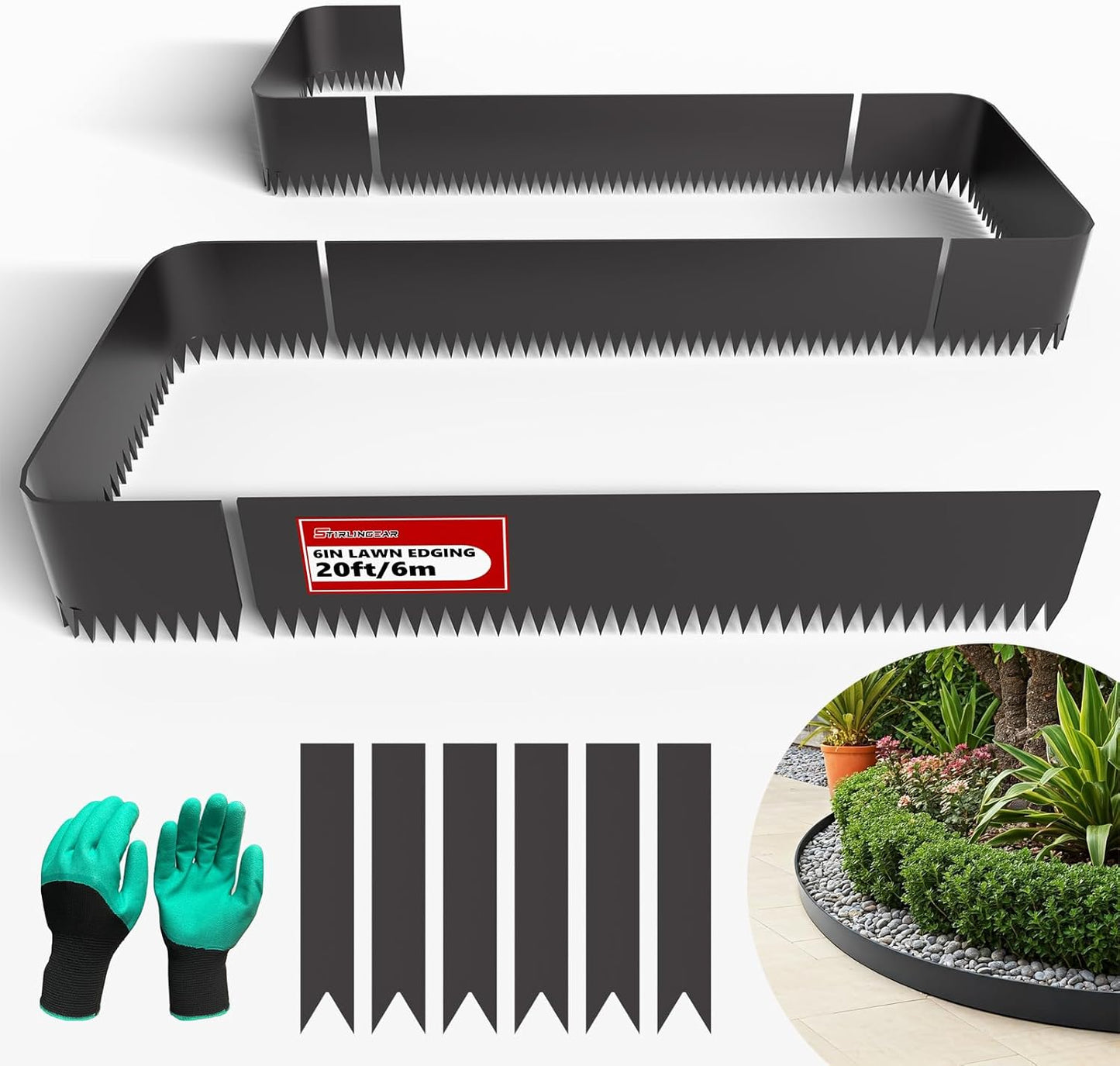 20ft Galvanized Steel Landscape Edging for Lawn and Garden