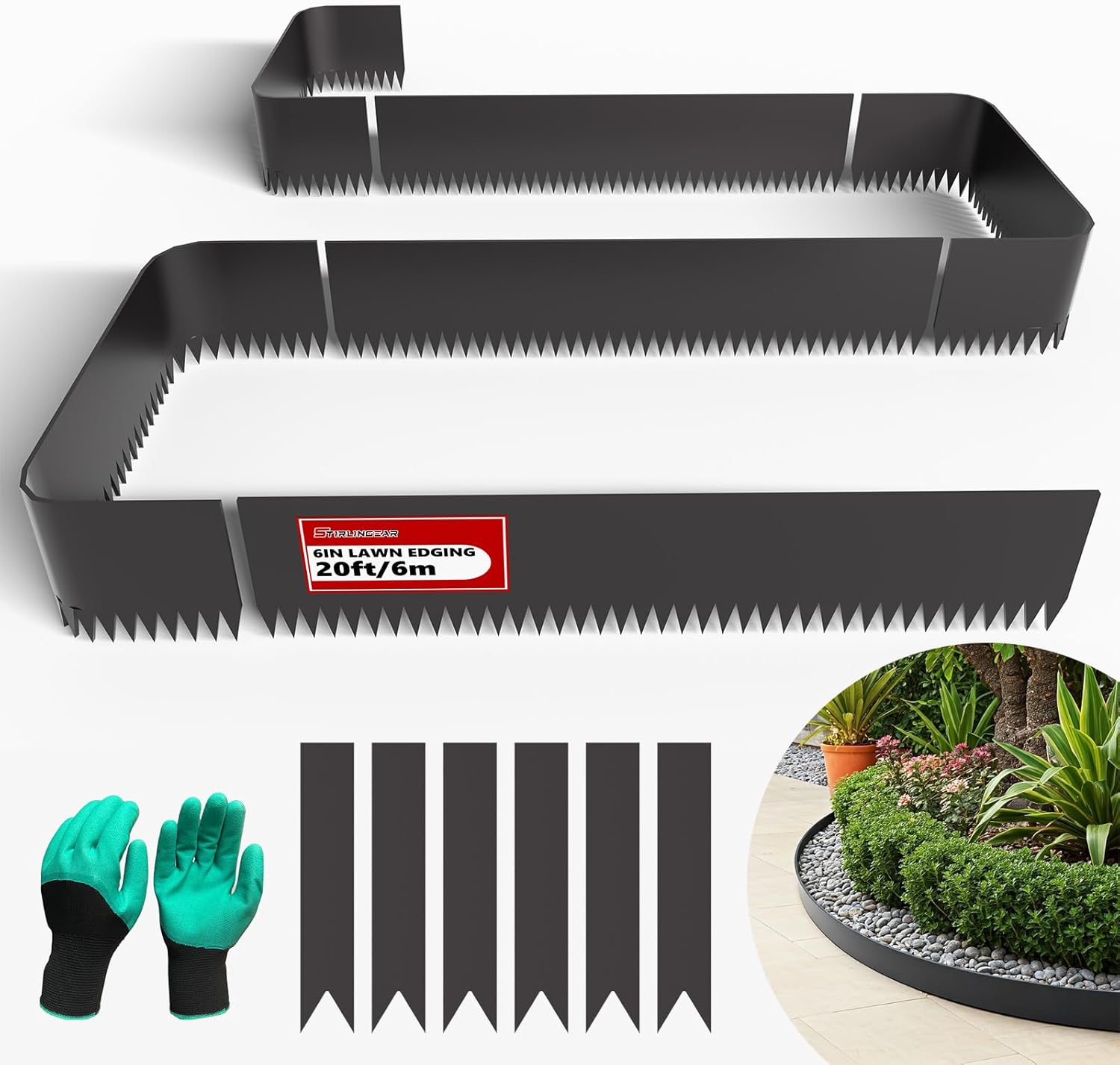 20ft Galvanized Steel Landscape Edging for Lawn and Garden