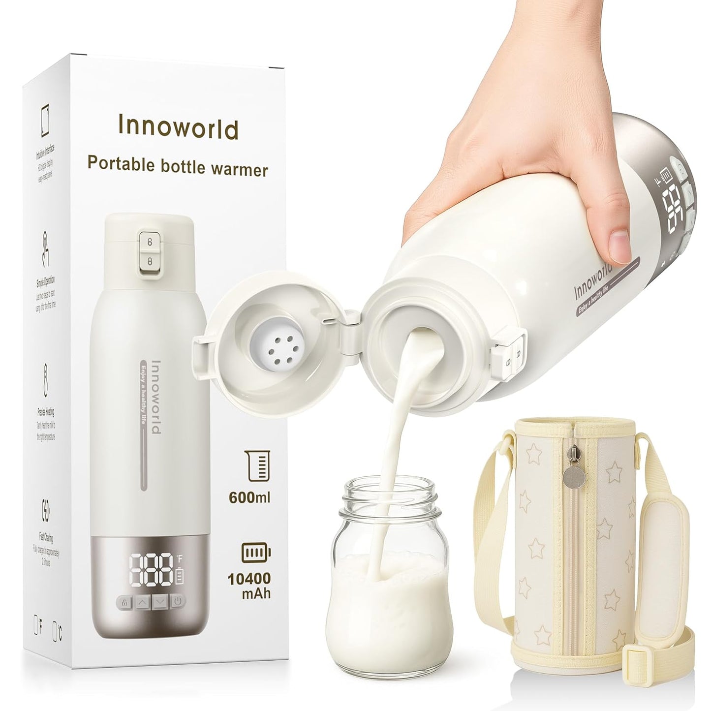Portable Bottle Warmer for Travel with Large Capacity & Fast Heating