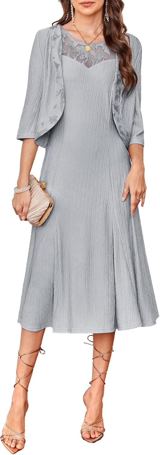 Elegant 2 Piece Mother of The Bride Dress with Jacket Set