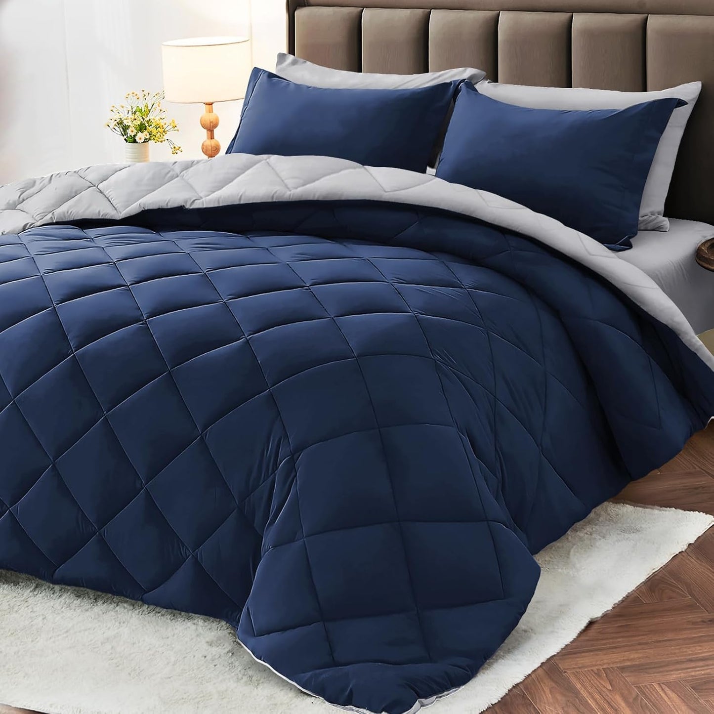 MUXHOMO King Comforter Set - Reversible Bedding for All Seasons