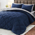 California King Comforter Set Navy & Light Grey - 7 Piece Reversible