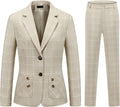 Womens 2 Piece Plaid Suits Set Business Office One Button Blazer