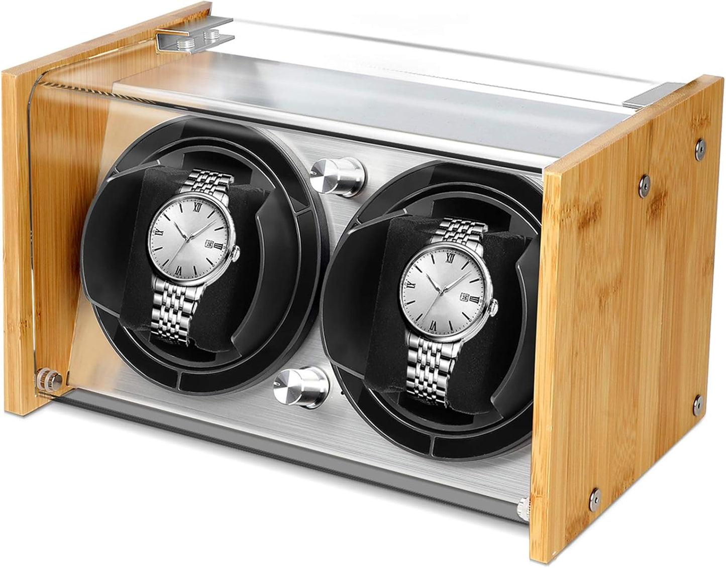 Bamboo Dual Watch Winder - Quiet, 4 Rotation Modes!