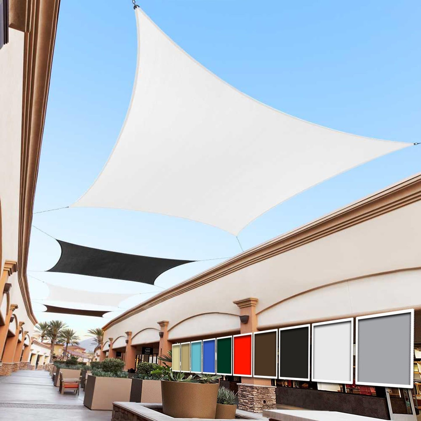 Custom Size 8ft x 17ft White Shade Sail - Heavy Duty UV Block