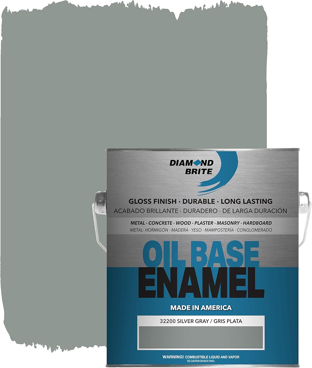 1 Gallon Oil Base Enamel Paint in Silver Gray for Durable Surfaces