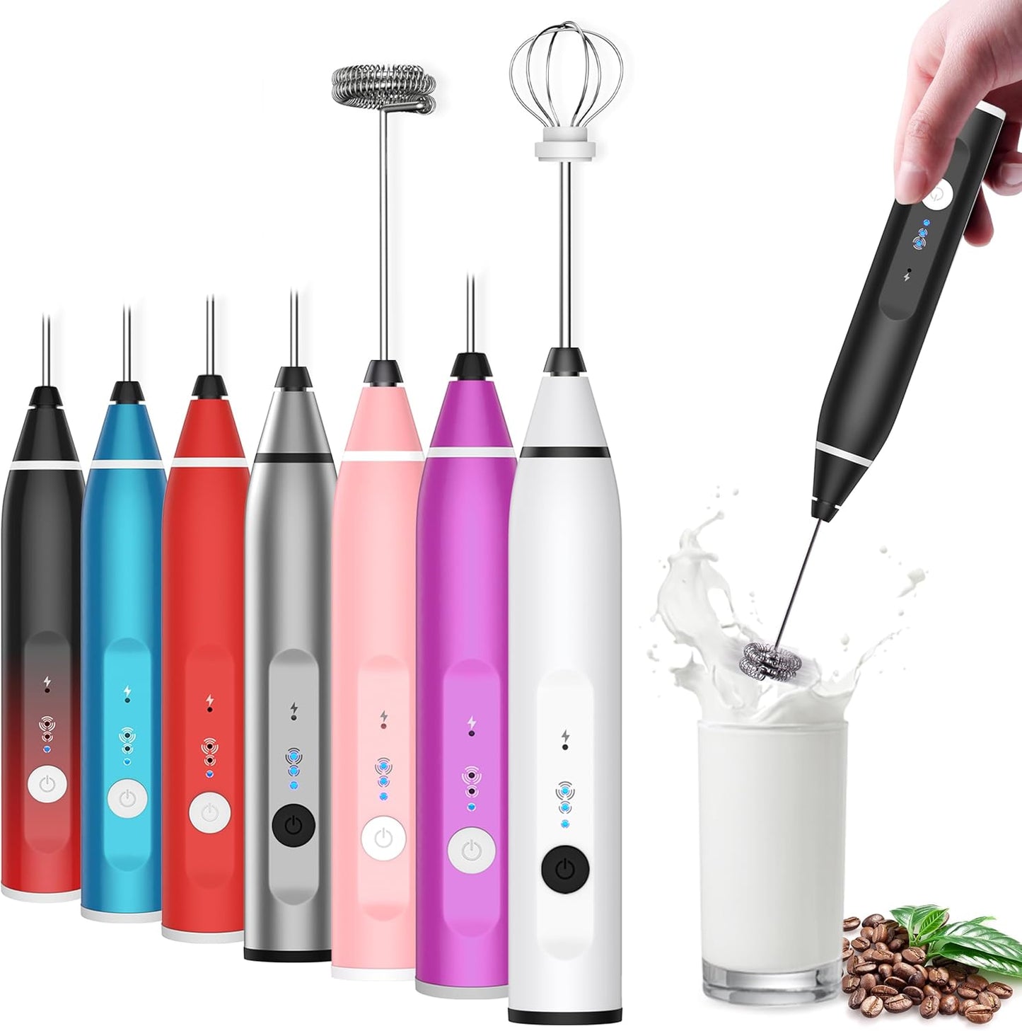 Rechargeable Milk Frother - 3 Speed Foam Maker