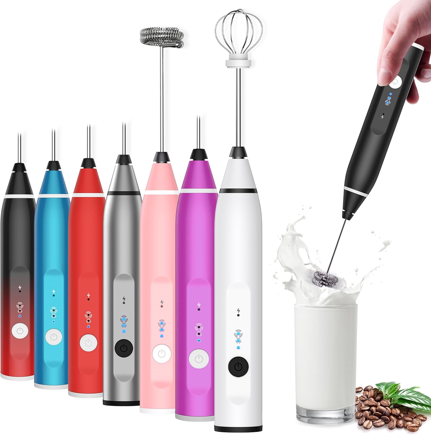 Rechargeable Milk Frother - 3 Speed Foam Maker