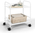 SunnyPoint 2-Tier Metal Rolling Utility Cart - Compact Mobile Storage