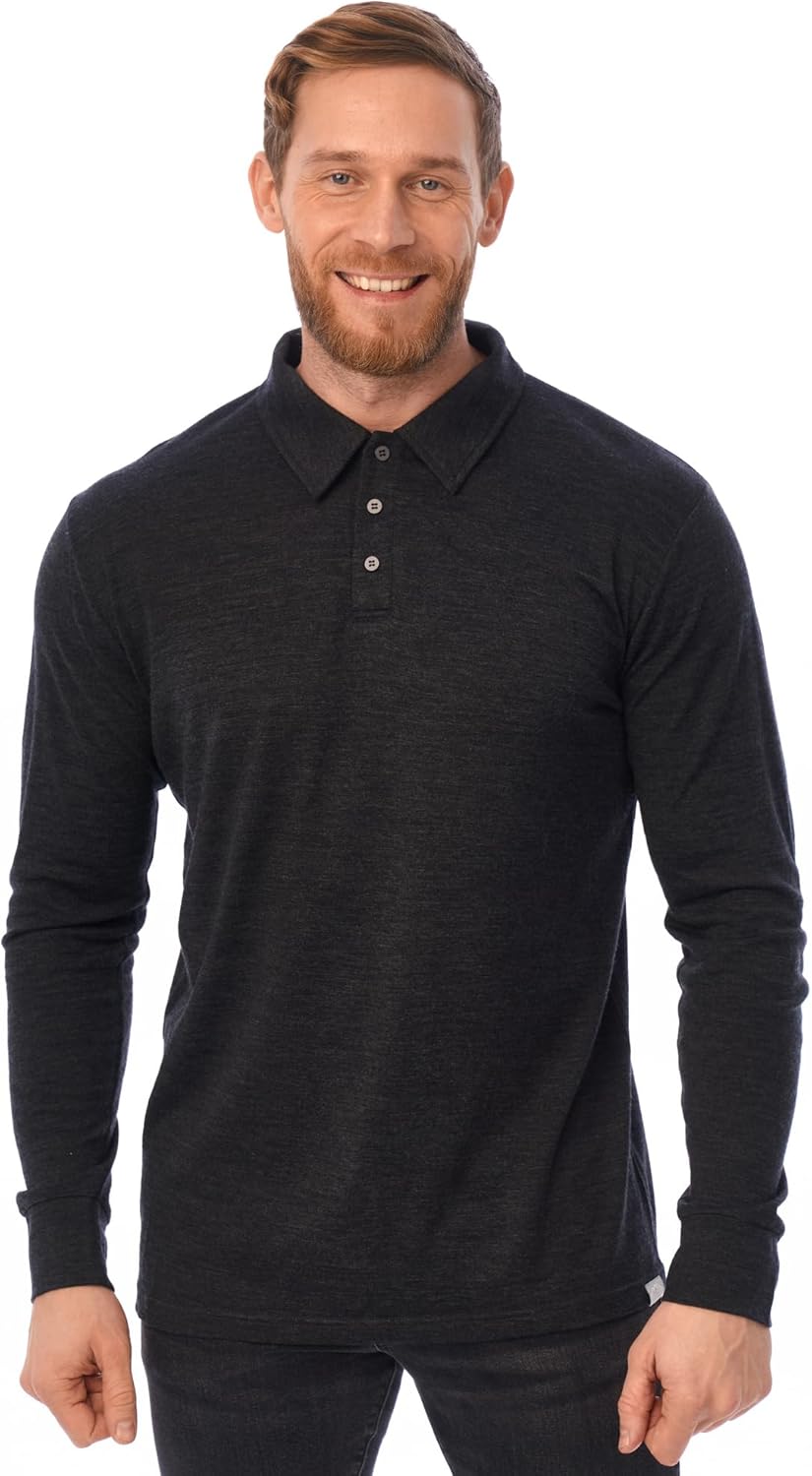 Merino Wool Polo Shirt Men - Lightweight Anti-Odor Comfort